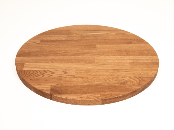 Round Tabletop Worktop Oak Select Natur, finger jointed lamellas, 26 mm, natural oiled